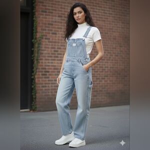 VTG 90s Calvin Klein Denim Carpenter Overalls Relaxed Fit | Faded Blue Womens M